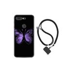 kilifland General Mobile Gm 9 Pro ile Uyumlu Kılıf Ipli Boyun Askılı Desenli Silikon Black Butterfly 1879