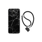 kilifland General Mobile Gm 9 Pro ile Uyumlu Kılıf Ipli Boyun Askılı Desenli Silikon Fragile Black Mermer 1378