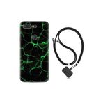 kilifland General Mobile Gm 9 Pro ile Uyumlu Kılıf Ipli Boyun Askılı Desenli Silikon Yeşil Şerit Mermer 1320
