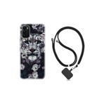 kilifland General Mobile Gm21 Plus ile Uyumlu Kılıf Desenli Silikon Boyun Askılı Flowers Snow Leopard 1335
