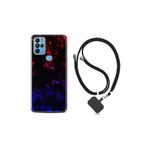 kilifland General Mobile Gm21 Pro ile Uyumlu Kılıf Silikon Desen Boyun Askılı Blue Red Fire 1637