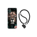 kilifland General Mobile Gm22 Pro ile Uyumlu Kılıf Desenli Silikon Boyun Askılı Leon Flowers 1307