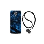 kilifland General Mobile Gm5 Plus ile Uyumlu Kılıf Desenli Silikon Boyun Askılı Blue Marble 1379