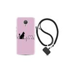 kilifland General Mobile Gm5 Plus ile Uyumlu Kılıf Desenli Silikon Boyun Askılı Pink Cat Heart 1303