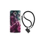 kilifland General Mobile Gm5 Plus ile Uyumlu Kılıf Desenli Silikon Boyun Askılı Pink Green Cloud 1306