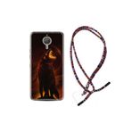 kilifland General Mobile Gm5 Plus ile Uyumlu Kılıf Rasta Ipli Boyun Askılı Desenli Silikon Fire Wolf 1602