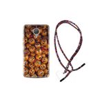 kilifland General Mobile Gm5 Plus ile Uyumlu Kılıf Rasta Ipli Boyun Askılı Desenli Silikon Gold Emoji 1877