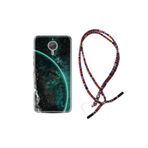 kilifland General Mobile Gm5 Plus ile Uyumlu Kılıf Rasta Ipli Boyun Askılı Desenli Silikon Green World 1856