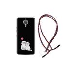 kilifland General Mobile Gm5 Plus ile Uyumlu Kılıf Rasta Ipli Boyun Askılı Desenli Silikon Love Cats 1690