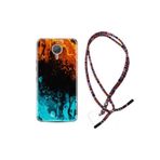 kilifland General Mobile Gm5 Plus ile Uyumlu Kılıf Rasta Ipli Boyun Askılı Desenli Silikon Orange Blue Color 1665