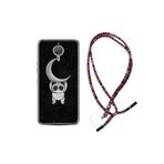 kilifland General Mobile Gm5 Plus ile Uyumlu Kılıf Rasta Ipli Boyun Askılı Desenli Silikon Panda Moon 18mate10lite