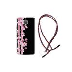 kilifland General Mobile Gm5 Plus ile Uyumlu Kılıf Rasta Ipli Boyun Askılı Desenli Silikon Pink Flowers 3 1393