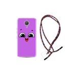 kilifland General Mobile Gm5 Plus ile Uyumlu Kılıf Rasta Ipli Boyun Askılı Desenli Silikon Purple Sweety 1717 Uyumlu