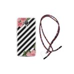 kilifland General Mobile Gm5 Plus ile Uyumlu Kılıf Rasta Ipli Boyun Askılı Desenli Silikon Strip Flowers 2 1409