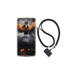kilifland General Mobile Gm5 Plus ile Uyumlu Kılıf Silikon Desen Boyun Askılı Ateş Kartalı 1766