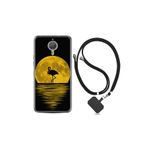kilifland General Mobile Gm5 Plus ile Uyumlu Kılıf Silikon Desen Boyun Askılı Ay Ve Flamingo 1775