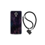 kilifland General Mobile Gm5 Plus ile Uyumlu Kılıf Silikon Desen Boyun Askılı Black Purple Wolf 1791