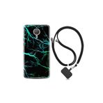 kilifland General Mobile Gm5 Plus ile Uyumlu Kılıf Silikon Desen Boyun Askılı Green Thunder 1693