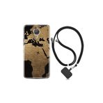 kilifland General Mobile Gm5 Plus ile Uyumlu Kılıf Silikon Desen Boyun Askılı Map Planet 1656