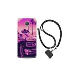 kilifland General Mobile Gm5 Plus ile Uyumlu Kılıf Silikon Desen Boyun Askılı Mor Araba 17mate10lite