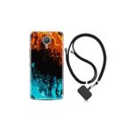 kilifland General Mobile Gm5 Plus ile Uyumlu Kılıf Silikon Desen Boyun Askılı Orange Blue Color 1665