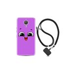 kilifland General Mobile Gm5 Plus ile Uyumlu Kılıf Silikon Desen Boyun Askılı Purple Sweety 1717