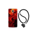 kilifland General Mobile Gm5 Plus ile Uyumlu Kılıf Silikon Desen Boyun Askılı Red Orange Zigzag 1695