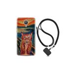 kilifland General Mobile Gm5 Plus ile Uyumlu Kılıf Silikon Desen Boyun Askılı Tablo Cat 1788