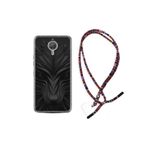 kilifland General Mobile Gm5 Plus ile Uyumlu Kılıf Uyumlu Ipli Boyun Askılı Desenli Silikon Black Fox 1325