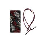 kilifland General Mobile Gm5 Plus ile Uyumlu Kılıf Uyumlu Rasta Ipli Boyun Askılı Desenli Silikon Skull Rose 1673
