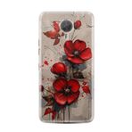 Kılıfland General Mobile GM5 Plus Kılıf, Boutique Baskılı, Kırmızı Çiçek Desenli