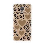 Kılıfland General Mobile GM5 Plus Kılıf, Leopar Kalp Baskılı, Bej