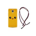 Kılıfland General Mobile GM5 Plus Kılıf, Rasta İpli Boyun Askılı, Desenli Silikon, Sarı