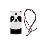 Kılıfland General Mobile GM5 Plus Kılıf, Rasta İpli Boyun Askılı, Silikon, Sevimli Panda Desenli