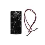 kilifland General Mobile Gm5 Plus Uyumlu ile Uyumlu Kılıf Ipli Boyun Askılı Desenli Silikon Fragile Black Mermer 1378