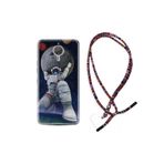 kilifland General Mobile Gm5 Plus Uyumlu ile Uyumlu Kılıf Rasta Ipli Boyun Askılı Desenli Silikon Astronot Ve Dünya 1759