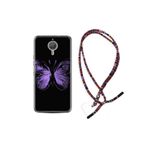 kilifland General Mobile Gm5 Plus Uyumlu ile Uyumlu Kılıf Rasta Ipli Boyun Askılı Desenli Silikon Black Butterfly 1879