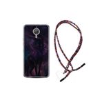 kilifland General Mobile Gm5 Plus Uyumlu ile Uyumlu Kılıf Rasta Ipli Boyun Askılı Desenli Silikon Black Purple Wolf 1791