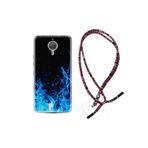 kilifland General Mobile Gm5 Plus Uyumlu ile Uyumlu Kılıf Rasta Ipli Boyun Askılı Desenli Silikon Blue Fire 1678