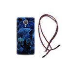 kilifland General Mobile Gm5 Plus Uyumlu ile Uyumlu Kılıf Rasta Ipli Boyun Askılı Desenli Silikon Blue Foid 1628