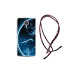 kilifland General Mobile Gm5 Plus Uyumlu ile Uyumlu Kılıf Rasta Ipli Boyun Askılı Desenli Silikon Blue Planet 1610
