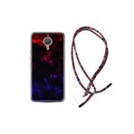 kilifland General Mobile Gm5 Plus Uyumlu ile Uyumlu Kılıf Rasta Ipli Boyun Askılı Desenli Silikon Blue Red Fire 1637