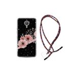 kilifland General Mobile Gm5 Plus Uyumlu ile Uyumlu Kılıf Rasta Ipli Boyun Askılı Desenli Silikon Flowers Dots 1423