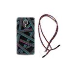 kilifland General Mobile Gm5 Plus Uyumlu ile Uyumlu Kılıf Rasta Ipli Boyun Askılı Desenli Silikon Gri Zigzag 1706
