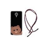 kilifland General Mobile Gm5 Plus Uyumlu ile Uyumlu Kılıf Rasta Ipli Boyun Askılı Desenli Silikon Hello Bear 1905