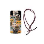 kilifland General Mobile Gm5 Plus Uyumlu ile Uyumlu Kılıf Rasta Ipli Boyun Askılı Desenli Silikon Kediler 1885