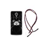 kilifland General Mobile Gm5 Plus Uyumlu ile Uyumlu Kılıf Rasta Ipli Boyun Askılı Desenli Silikon Komik Kedi 1863