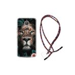 kilifland General Mobile Gm5 Plus Uyumlu ile Uyumlu Kılıf Rasta Ipli Boyun Askılı Desenli Silikon Leon Flowers 1307