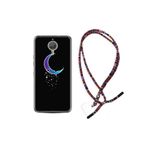 kilifland General Mobile Gm5 Plus Uyumlu ile Uyumlu Kılıf Rasta Ipli Boyun Askılı Desenli Silikon Moon Star 1851