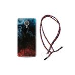 kilifland General Mobile Gm5 Plus Uyumlu ile Uyumlu Kılıf Rasta Ipli Boyun Askılı Desenli Silikon Red Blue Black Abstact